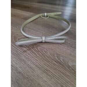 Womens Champagne Skinny Belt Shimmer Bow Fashion